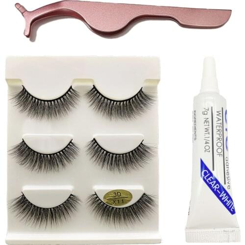 1/3 Pairs Mink Lashes Makeup Natural Long False Eyelashes Dramatic Lashes Eyelash Glue HandMade Fake Eyelash maquiagem