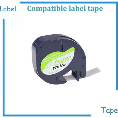 1Pack DYMO LetraTag Paper Label black print on white paper tape 12mm x 4M 1/2 in. x 13 ft for DYMO LT Marker