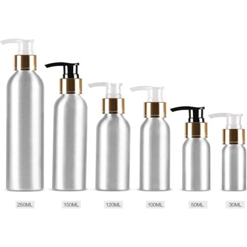 300pcs/lot 30/50/100/120/150/250ml Aluminum bottle, Empty cosmetics hand lotion pump Container, shampoo lotion pump Bottles