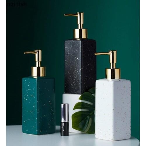 350ml Bathroom Ceramic White / Black Hand Wash Bottle / Dark Green Shower Bottle / Press Bottle, Shampoo Bottle