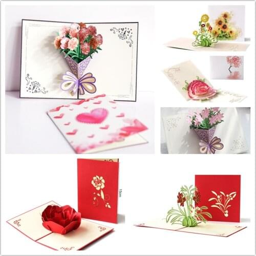3D Pop UP Cards Father Greeting Card Laser Cut Party Wedding Invitation Postcards with Envelope Christmas Valentines Day Gift