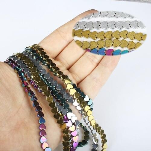 6mm Heart Shape Hematite No Magnetic Loose Beads Strand Vacuum Electroplating Natural Hematite Beads DIY for Necklace Bracelet