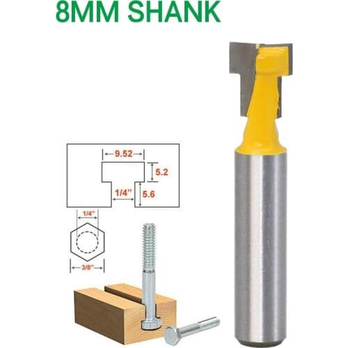 8mm Shank Key Hole T-Slot T-Track Router Bit Woodworking Milling Cutter