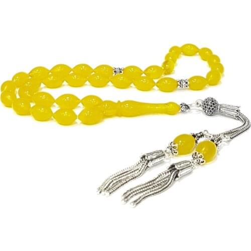 925 Sterling Silver Handmade Rosary with Barley Cut Amber Stone