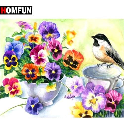 HOMFUN Full Square/Round Drill 5D DIY Diamond Painting "Birds and flowers" 3D Embroidery Cross Stitch 5D Home Decor Gift A17386