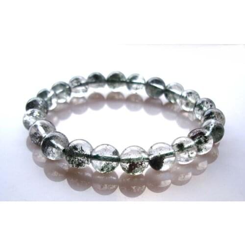 Free Shipping Natural Green Phantom Round Beads 8.5mm Stretch Bracelet Women Man Jewelry