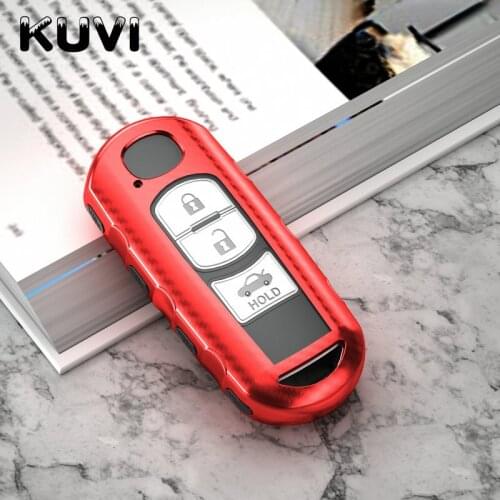 Carbon fiber Grain Tpu Car Remote Key Case Cover For Mazda 2 3 6 Axela Atenza CX-5 CX5 CX-7 CX-9 2014 2015 2016 up