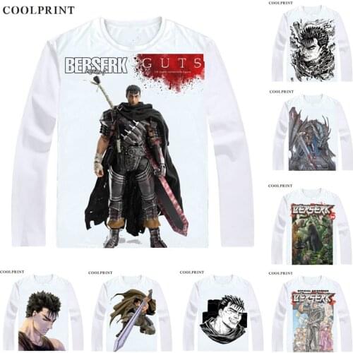 BERSERK Kentaro Miura T Shirt The Prototype Guts Black Swordsman Anime Custom T-shirt Casual Vintage Print Long Sleeve TShirts