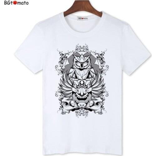 BGtomato owl tshirt fashion totem t shirt men cheap sale brand tee shirt homme cool streetwear harajuku white t shirt cool punk