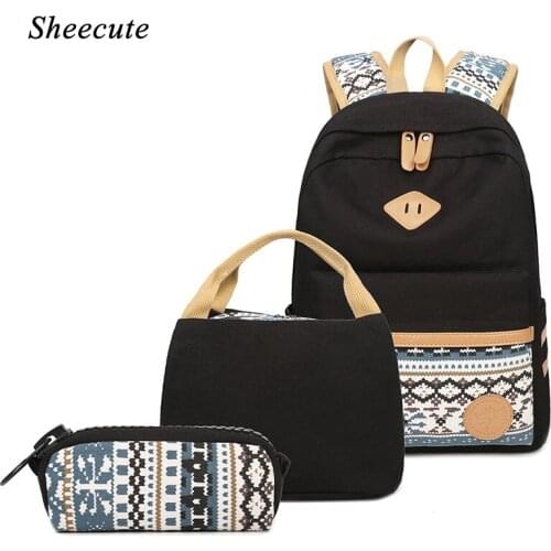 Canvas Backpack Women Travel Backpack Children School Bag High Capacity Light Knapsacks for Girls School Backpack 3pcs/set