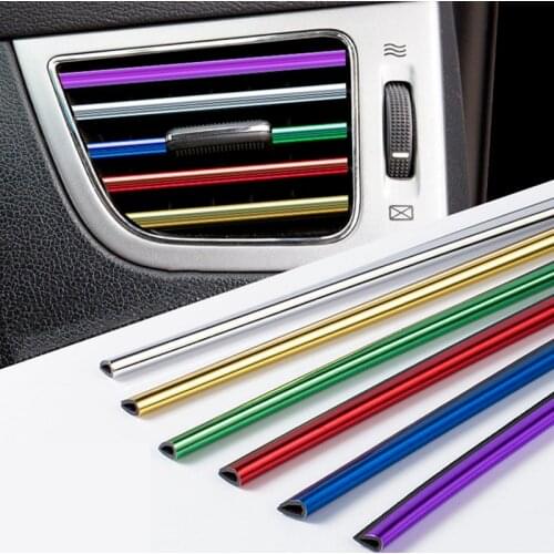 10pcs 20cm Car Air Outlet Trim Strip 6 Colors Mouldings Chrome Strips Automobile DIY Styling Interior Decoration