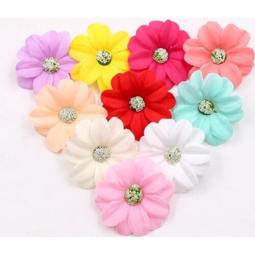 10pcs 5.5cm Artificial Silk high quality sunflower flower head wedding decoration DIY wreath gift box clip art fake flowers
