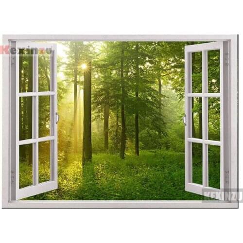 Kexinzu Full Square/Round 5D Diy Diamond Painting Cross Stitch "Window Scenery " Diamond 3D Embroidery Mosaic Home Decor 015