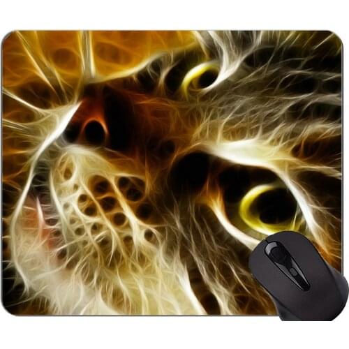 Mouse Pad with Stitched Edge,Kitten fractal baby cat Home Office Computer Accessories Mousepads