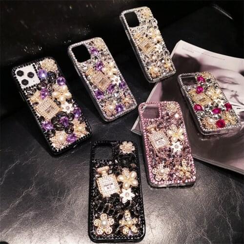 Hot Sale Luxury Perfume Bottle Design Diamond Phone Case for iPhone 12 Bling Rhinestone Cover for iPhone 11/6/7/8/X/XR/XS/MAX