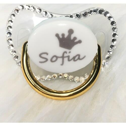 MIYOCAR custom any name can make gold bling Rhinestone pacifier dummy white BPA free dummy bling baby shower gift PW-W