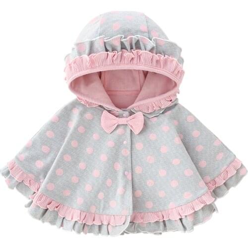 Baby Girl Cloak Coat Cotton Fall Winter Child Clothes Korean Fashion Lace Hooded Poncho Cape Toddler Kid Outerwear Jacket 6M-3T