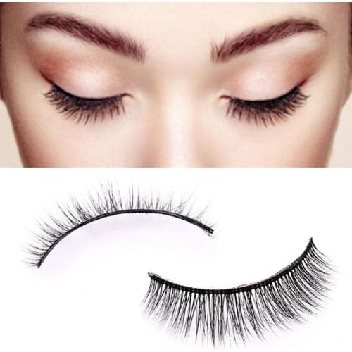 False Eyelash Self-Adhesive Eye Decoration Black 3D Fiber Thick Natural Artificial Eyelash for Beauty
