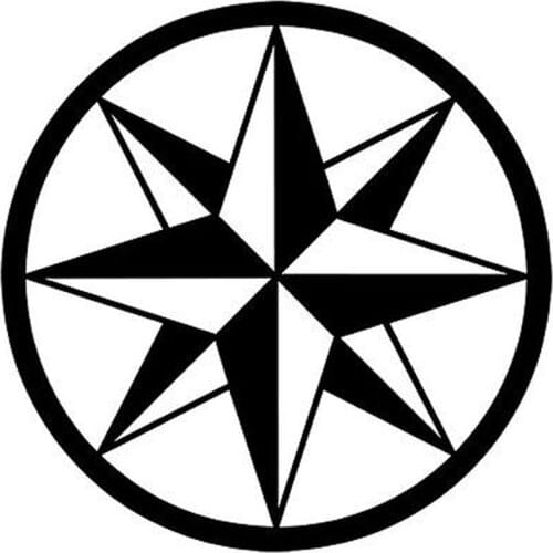 14cm*14cm Tribal Compass Rose Nautical Star Car Sticker Black/Silver Vinyl Decal S6-3515