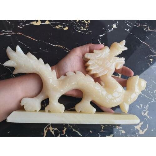 Back to listings 11inches 1.5KG AAA Natural yellow jade dragon living room decoration jade crystal Chinese Feng shui Natural ja