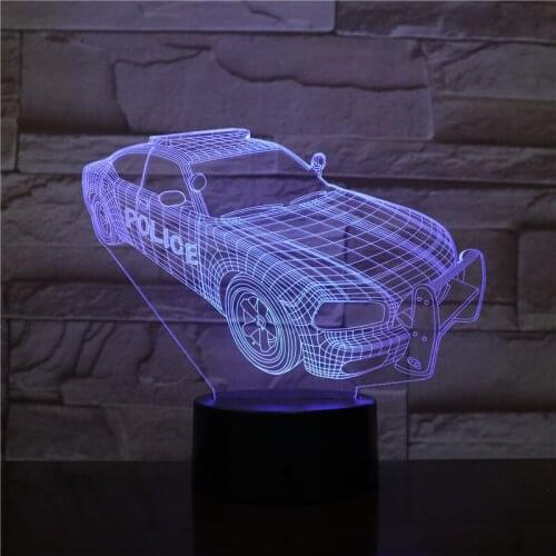 Novelty Lighting 3D Illusion LED Lamp Polices Car Model Night Lights For Kids Bedroom Decoration Creative Gift Lamps 2312