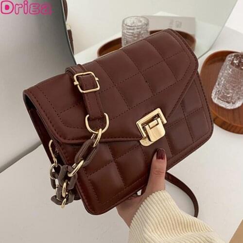 Driga Solid Color Female Shoulder Bags Diamond Chain Mini Square Handbags 2021 New Messenger Bags Fashion High Quality Bags