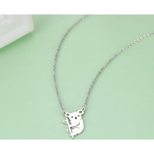 Teamer Animal Koala Necklace Stainless Steel Chain Necklace Choker for Women Girls Minimalist Jewelry Cute Gifts