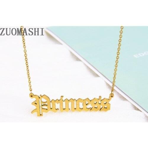 10pcs Princess Necklace Old English Alphabet Princess Clavicle Necklace Girl Relationship Gifts For Women Babygirls Wholesale
