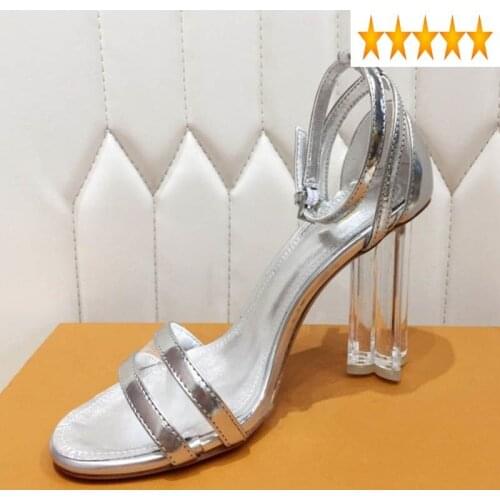 Sexy High Genuine Leather Heels Ladies Shoes Classic Party Dress Pumps Top Quality Women Buckle Straps Sandals