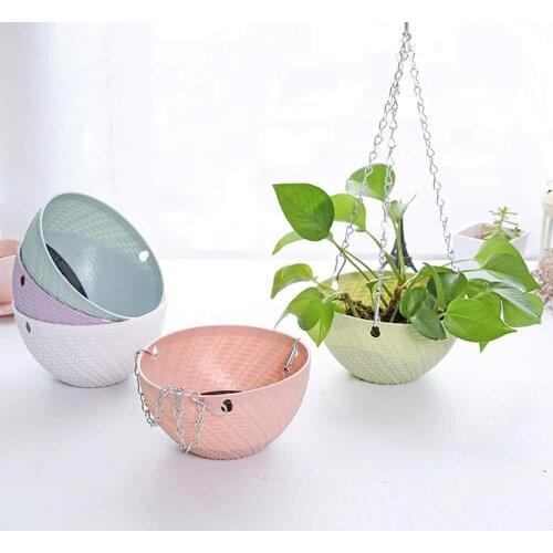 5PCS Plastic Chain Basket Home Flower Pot Planter Hanging Decoration Creative Plant Garden