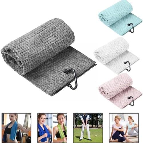 Golf Towel Waffle Pattern Cotton with Carabiner Cleaning Hook Towels Clubs Golf Balls Cleans Microfiber Hands Accessories U3T4