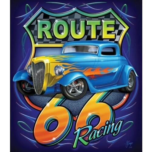 ROUTE 66 RACING GARAGE MAN CAVE METAL TIN SIGN POSTER WALL PLAQUE