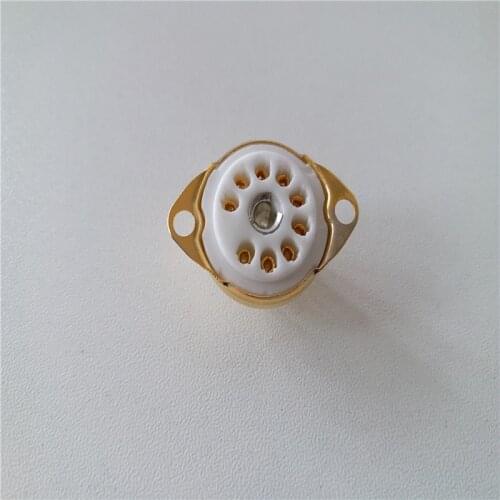 7pcs GZC9-C1-G 9 pin gold plated plastic electronic tube socket outlet for 12AU7 12AZ7 12AX7 ECC88 6DJ8 ECC81 ECC82 ECC83