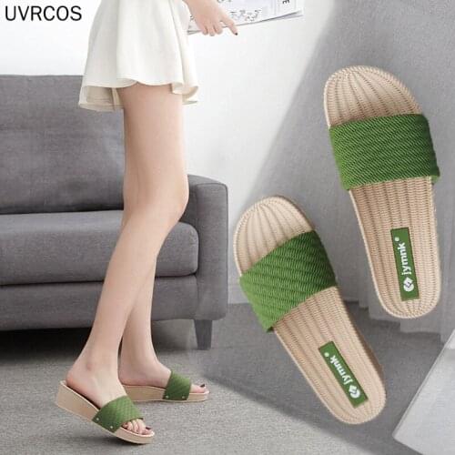 4.5cm Heel Thick Soft Sole Indoor Outdoor Wedges Slippers Women Shoes Summer Sandals Women Slides Ladies Slippers Pretty Shoes