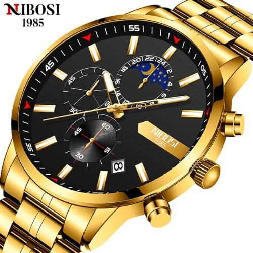 NIBOSI 2021 Men Watches Sport Business Wristwatch Waterproof Military Luminous Chronograph Quartz Watch Mens Relogio Masculino