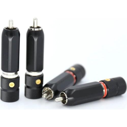 4/pcs hi-end Pure Copper Rhodium Plated RCA Plug Connector
