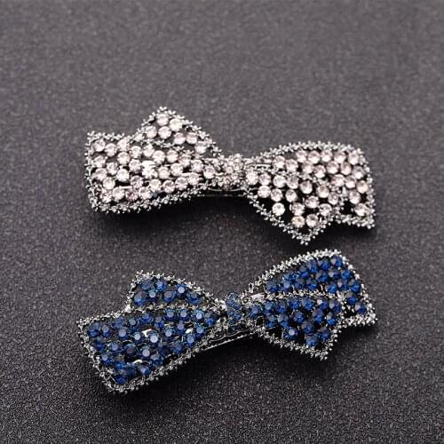 Hair Clips for Women Fashion Simple Crystal Bowknot Hairpin Retro Elegant Exquisite Geometry Head Accessories Jewelry Wholesale