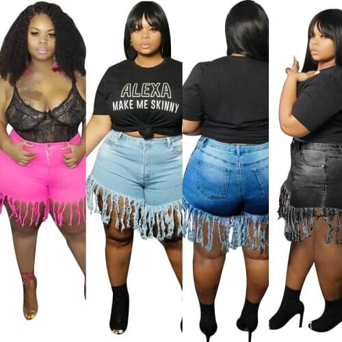 Plus Size 4xl 5xl Tassel Casual Vintage Shorts Women Elastic High Waist Short Summer Streetwear Neon Yellow Biker Shorts