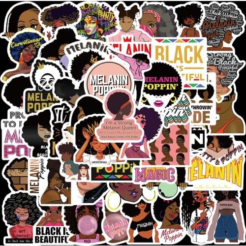 10/50PCS Melanin Poppin Girl Stickers For DIY Luggage Laptop Graffiti Aesthetic Skateboard Motorcycle Decal Stickers Kid Toys