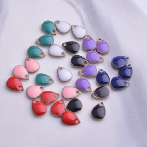 10pcs/lot Double-faced Enamel Small water drop Charms Copper Gold color Pendant Dangle Charms For Women Lady