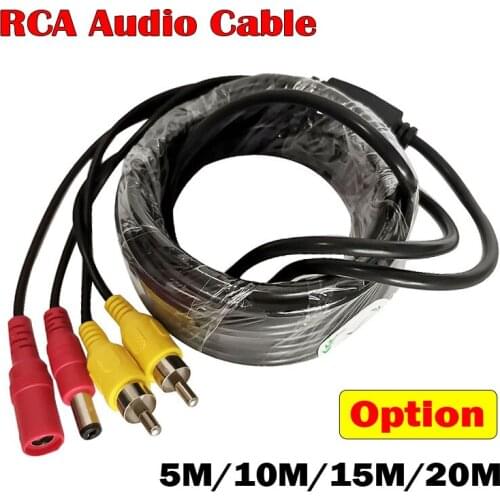 5M 10M 20M 30M RCA Audio Cable CCTV Audio Output/Video DC in Extension Cable For AHD Analog CCTV CVI TVI Security Camera 2.1 Cable Single DVR Systems