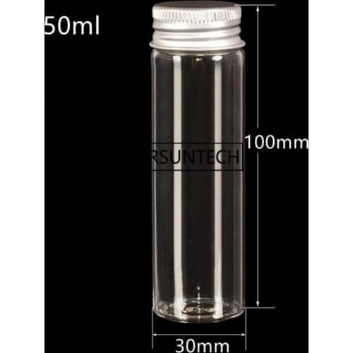 50ml 60ml Small Cute Wishing bottle with Aluminum cover lid Glass Bottles Vials Jars Containers F1971