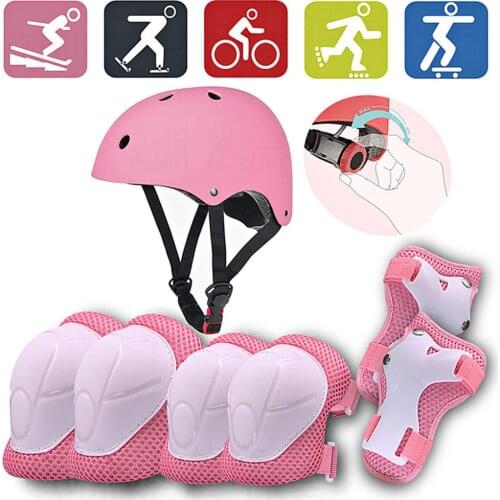 7pcs/Set Children Roller Skating Protective Gear Kids Skateboarding Balance Car Elbows Knee Pads Cycling Helmet Wrist Protection