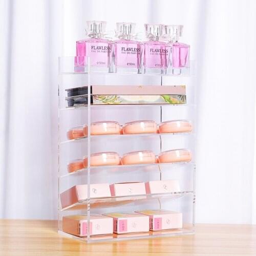 Acrylic Cosmetic Storage Box Lipstick Blush Powder Eyeshadow Transparent Dresser Desktop Finishing Storage Rack