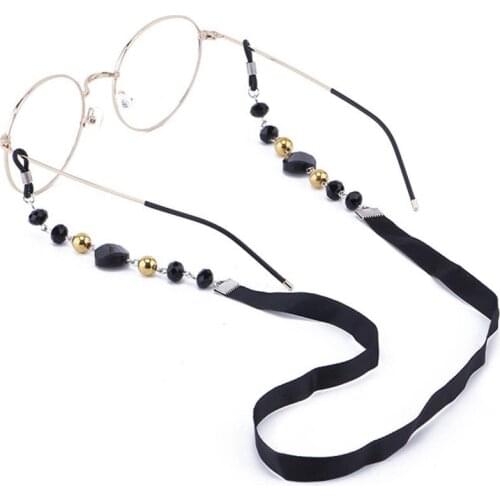 1pc Fashion Women Sunglass Chain Black Acrylic Beads Eyeglass Chains Anti-slip Eyewear Cord Holder Reading Glasses Neck Strap
