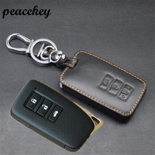 Peacekey Genuine Leather Remote Control Car Keychain Key Cover Case For Lexus RX270 NX200 3Buttons Smart Key holder key case