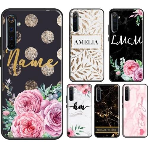 PERSONALISED FLORAL MARBLE INITIALS NAME Phone Case For Realme 7 Pro 8 Pro 6 Pro Q3 C3 C21 Cover For OnePlus 9 Pro 7 8 T 9R Nord