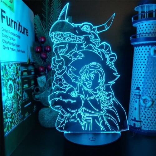 Digital Monster LED Night Light Colorful Nightlight Anime 3d Lamp Illusion Color Change Table Lamp Kids Bedroom Decor Manga Gift