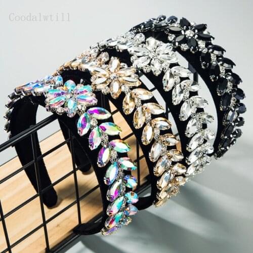 Colorful Crystal Fashion Headband for Lady Luxury Multi Color Rhinestone Hair Band Bridal Wedding Party Tiara Hair Accessories