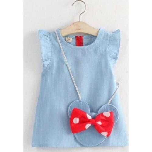 0-7Year Toddler Girl Dresses Baby Girls Clothes Kids Clothing Set Infant Princess Costume Dress+Bag Children Summer BC1139